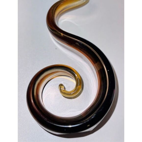 Brown black glass snake shape Murano style - Picture 4 of 13